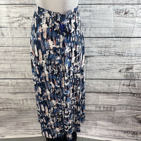 Jones Studio Skirt size Extra Small Long Blue Coral Slinky Stretch A Line Modest - Picture 10 of 11